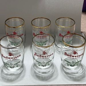 Vintage Budweiser tasting glasses. 6 glasses.